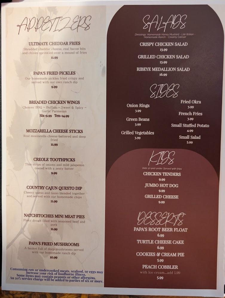 Papa's Bar & Grill Menu image 3