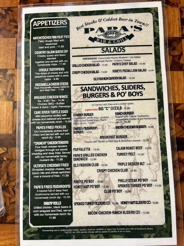 Papa's Bar & Grill Menu image 4